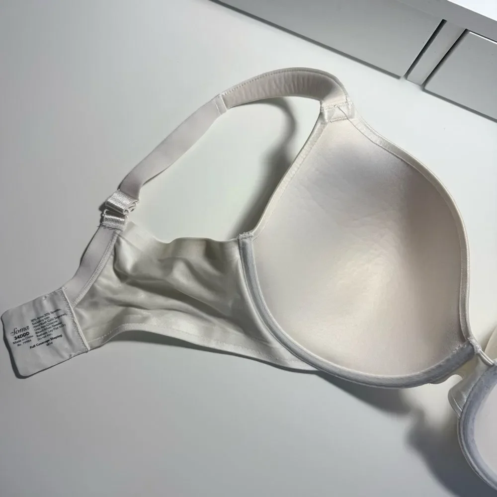 SOMA Full Coverage Shaping Bra 0814 Ivory White Underwire Satin 34DDD